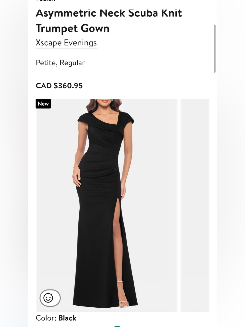 Xscape Asymmetric Neck Scuba Knit Trumpet Gown